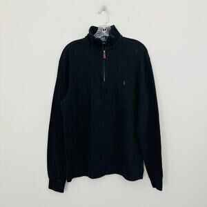 Polo By Ralph Lauren Black 1/4 Zip Heavy Weight Pullover Sweater Men’s Size M